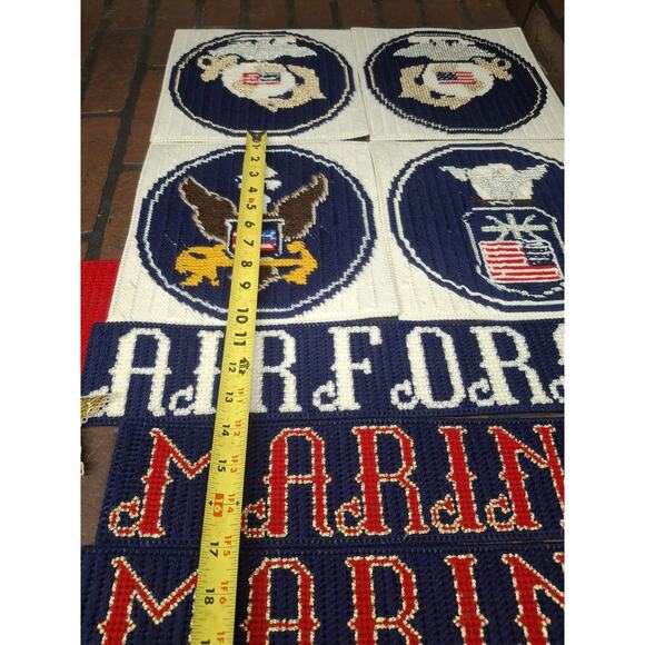 vintage needlepoint Military Decor Marines Air Force Navy USA Lot Of 11 - Picture 7 of 8